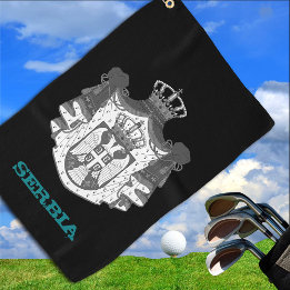Golfende Servische en Servische wapenschild/vlag Golfhanddoek