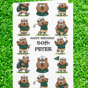 Golfende Wombat-Thema Feest Kaart