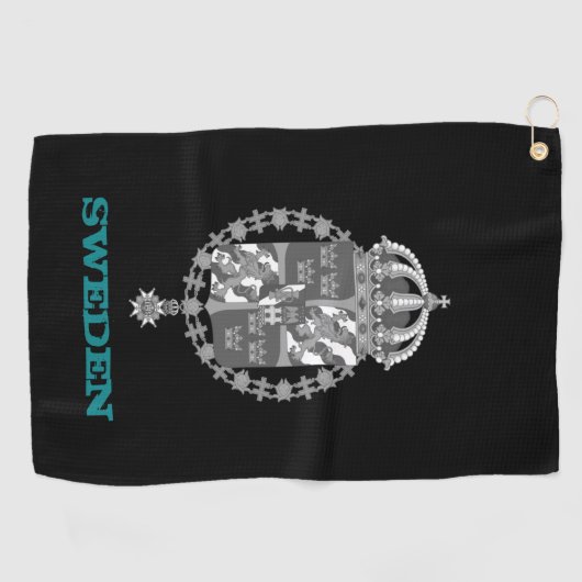 Golfende Zweedse en Zweedse wapenschild/vlag Golfhanddoek (Horizontaal)