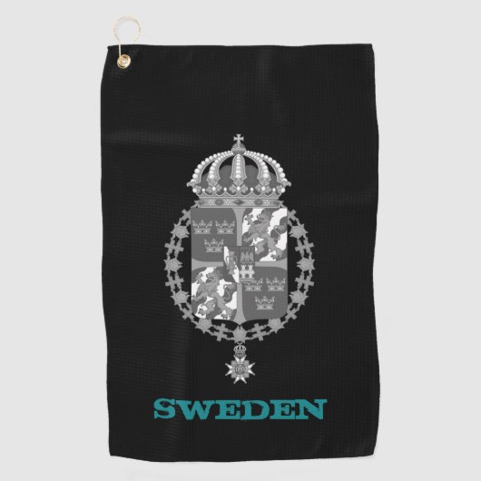 Golfende Zweedse en Zweedse wapenschild/vlag Golfhanddoek (Voorkant)