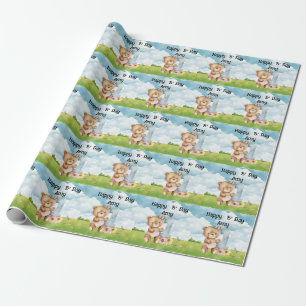 Golfer 1e Verjaardag waterverf een jaar birdie Cadeaupapier