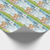 Golfer 1e Verjaardag waterverf een jaar birdie Cadeaupapier (Hoek)