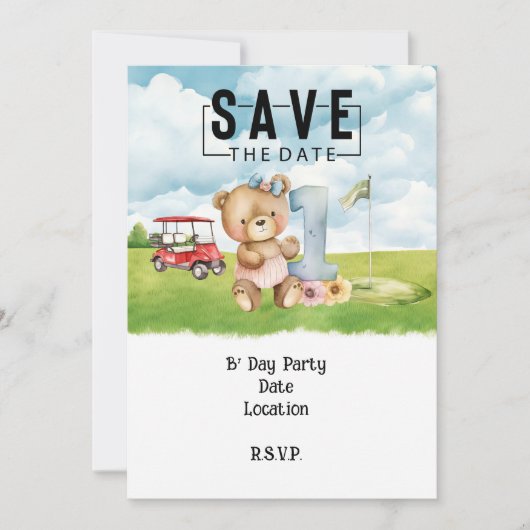 Golfer 1e Verjaardag waterverf een jaar Kaart (Voorkant)