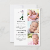 Golfer 3 foto sympathie begrafenis bedankkaart (Voorkant)