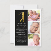 Golfer 3 foto sympathie begrafenis bedankkaart (Voorkant)