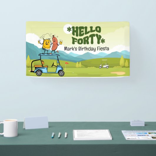 Golfer 40e verjaardagsfeest spandoek (Beurs)