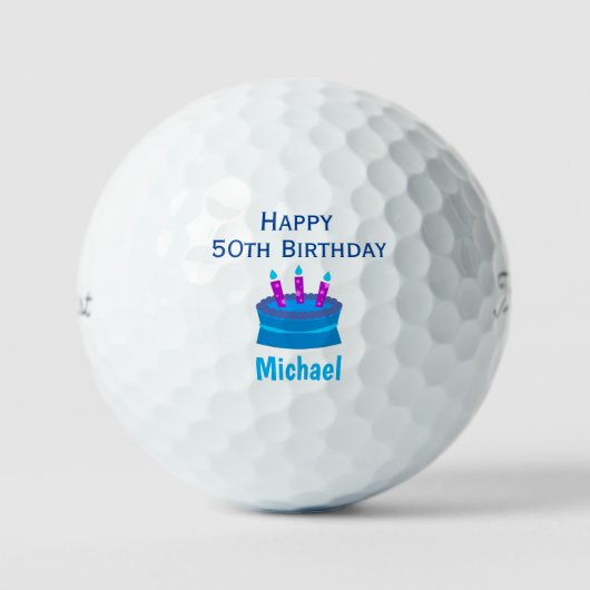 Golfer 50th Birthday Blue Cake Golfballen (Voorkant)