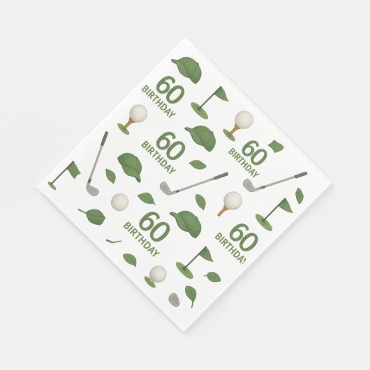 Golfer 60e verjaardag met golfbal en ijzer servet (Hoek)