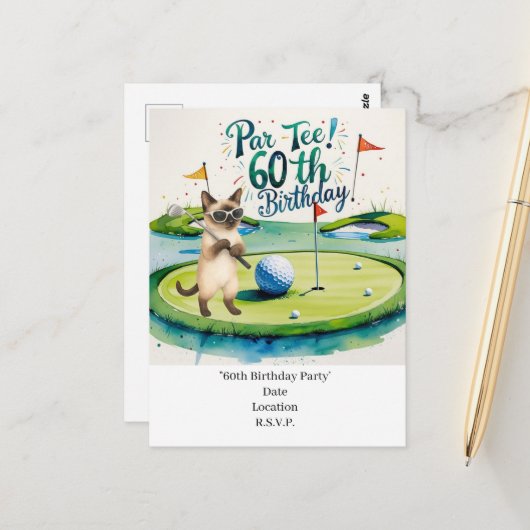 Golfer 60e verjaardag met golfbal op t-shirt briefkaart (Voorkant / Achterkant in situ)