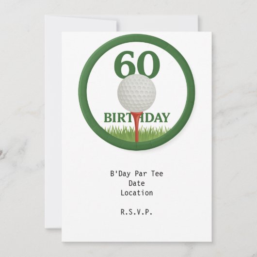 Golfer 60e verjaardag met golfbal op t-shirt kaart (Voorkant)