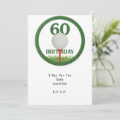 Golfer 60e verjaardag met golfbal op t-shirt kaart (Staand voorkant)
