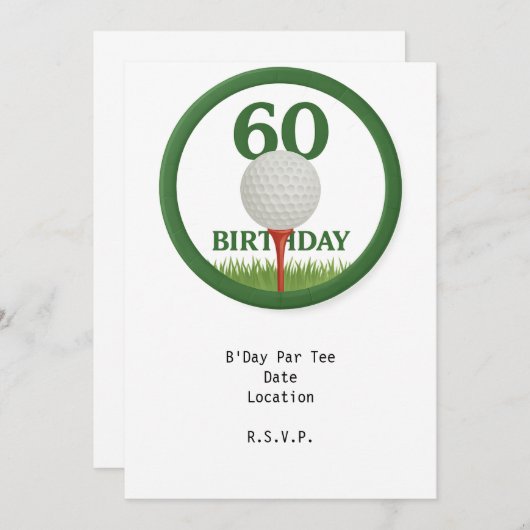 Golfer 60e verjaardag met golfbal op t-shirt kaart (Voorkant / Achterkant)