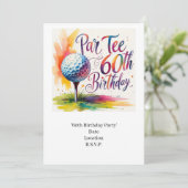 Golfer 60e verjaardag met golfbal op t-shirt kaart (Staand voorkant)