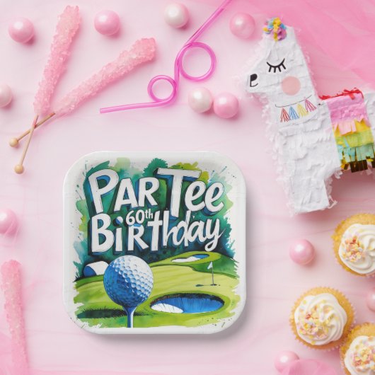 Golfer 60e verjaardag papieren bordje (Feest)