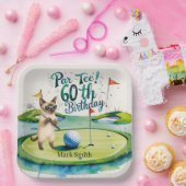 Golfer 60e verjaardag voor Siamese kattenliefhebbe Papieren Bordje (Feest)