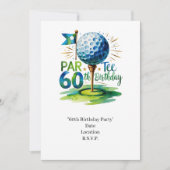 Golfer 60ste verjaardag met golfbal op tee kaart (Voorkant)