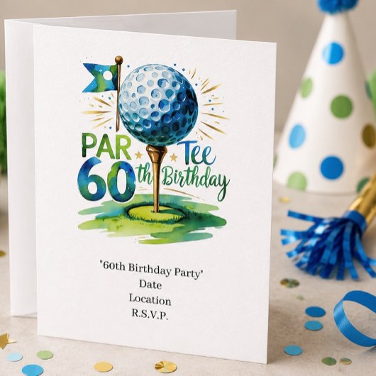 Golfer 60ste verjaardag met golfbal op tee kaart