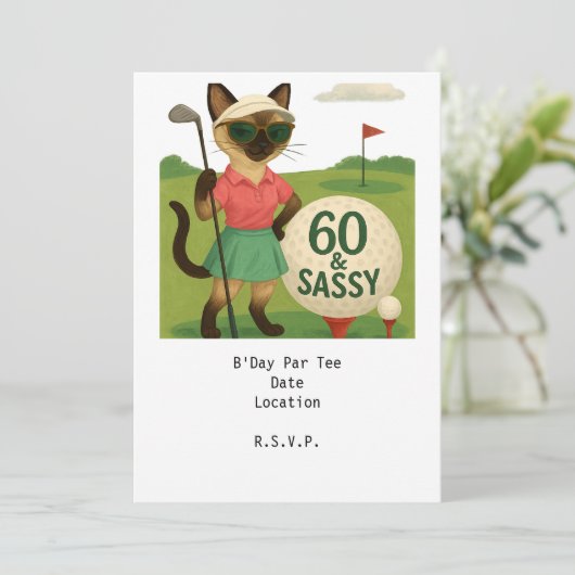 Golfer 60ste verjaardag voor Cat Lover Kaart (Staand voorkant)