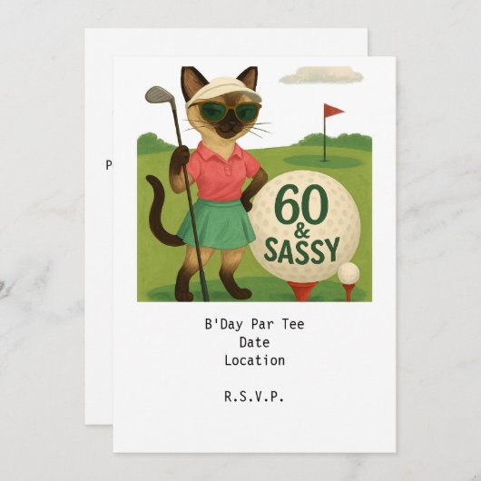 Golfer 60ste verjaardag voor Cat Lover Kaart (Voorkant / Achterkant)