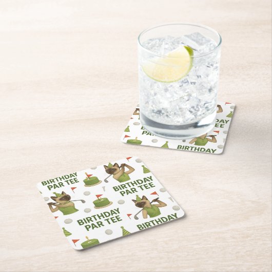 Golfer 60ste verjaardag voor Cat Lover Kartonnen Onderzetters (Insitu)