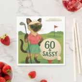 Golfer 60ste verjaardag voor Cat Lover Servet (Insitu)