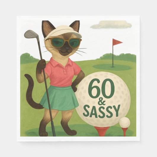 Golfer 60ste verjaardag voor Cat Lover Servet (Voorkant)