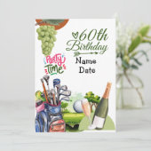 Golfer 60th Birthday met golfkar Save the Date Kaart (Staand voorkant)