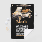 Golfer 60th Verjaardag met golfkar Golfhanddoek (Insitu)