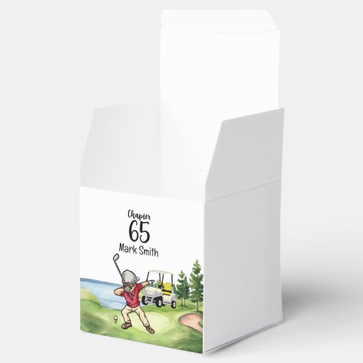 Golfer 65th Verjaardag Dabbing met golfkar Bedankdoosjes (Geopend)