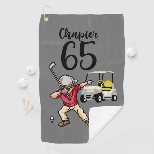Golfer 65th Verjaardag Dabbing met golfkar Golfhanddoek (Insitu)