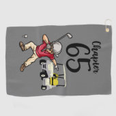 Golfer 65th Verjaardag Dabbing met golfkar Golfhanddoek (Horizontaal)