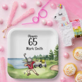 Golfer 65th Verjaardag Dabbing met golfkar Papieren Bordje (Feest)