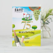 Golfer 75e verjaardag op golfbaan kaart (Staand voorkant)