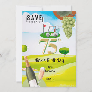 Golfer 75e verjaardag op golfbaan kaart