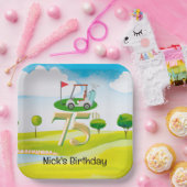 Golfer 75e verjaardag op golfbaan papieren bordje (Feest)