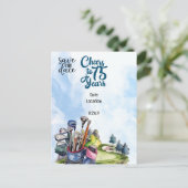 Golfer 75ste verjaardag met golftas Save the Date  Uitnodiging Briefkaart (Staand voorkant)