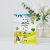 Golfer 75ste verjaardag op golfbaan briefkaart (Staand voorkant)
