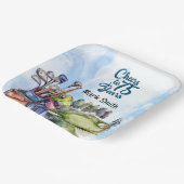 Golfer 75th Verjaardag met golftas op golfbaan Papieren Bordje (Gebogen)