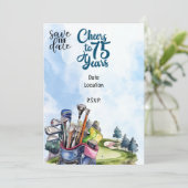 Golfer 75th Verjaardag met golftas Save the Date Kaart (Staand voorkant)