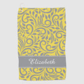 Golfer | Abstract-Floral-Gele Grijs Golfhanddoek (Voorkant)