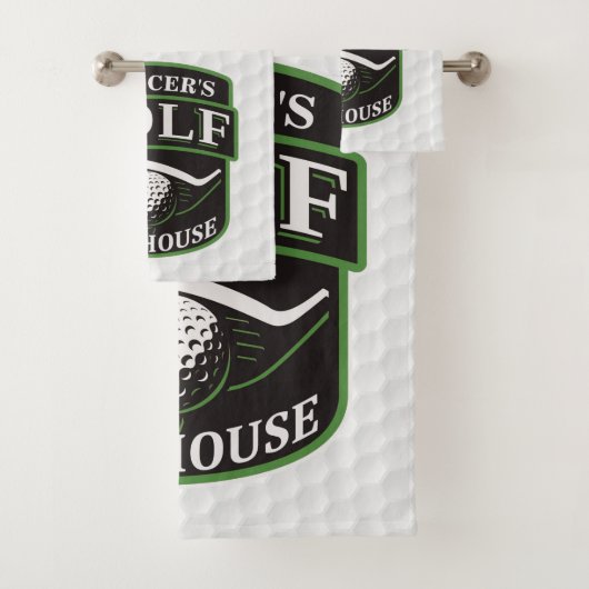 Golfer ADD NAME Player Golf Ball Club Clubhouse Bad Handdoek (Insitu)