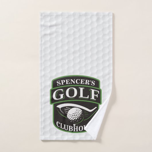 Golfer ADD NAME Player Golf Ball Club Clubhouse Bad Handdoek (Handdoek)