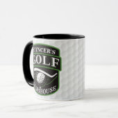 Golfer ADD NAME Player Golf Ball Club Clubhouse Mok (Voorkant links)
