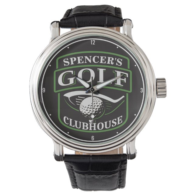 Golfer ADD NAME Pro Golf Player Club Clubhouse Horloge (Voorkant)
