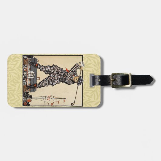 Golfer  Antiek Golfen Bagagelabel (Voorkant horizontaal)