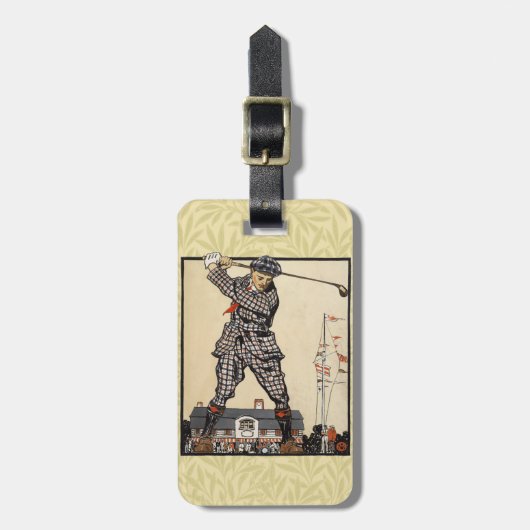 Golfer  Antiek Golfen Bagagelabel (Voorkant verticaal)