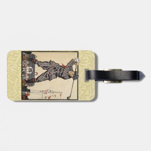 Golfer Antiek Golfen Bagagelabel (Achterkant horizontaal)