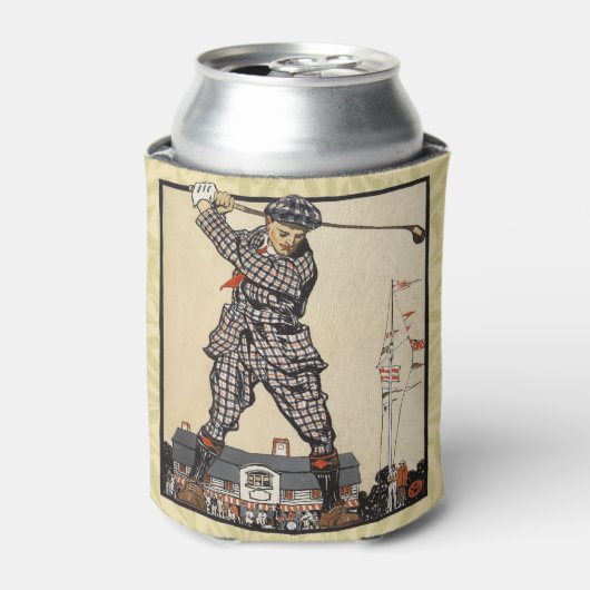 Golfer  Antiek Golfen Blikjeskoeler (Blikje Voorkant)