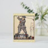 Golfer Antiek Golfen Briefkaart (Staand voorkant)