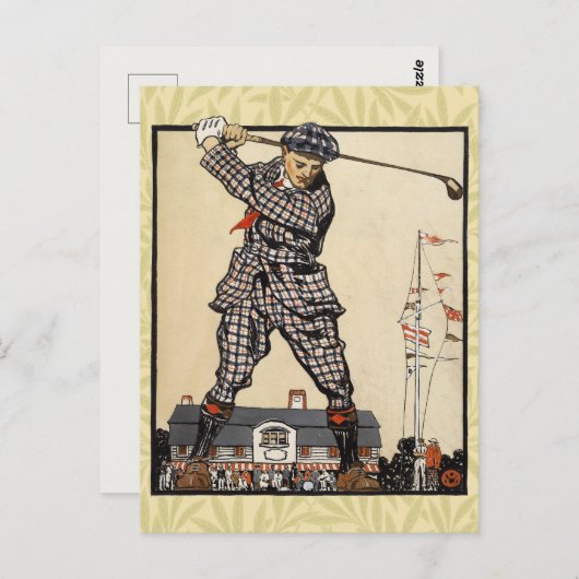 Golfer  Antiek Golfen Briefkaart (Voorkant / Achterkant)